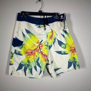 NWT! Volcom Men's Yellow Blue Tropical Boardshorts size: 30 Surf Beach